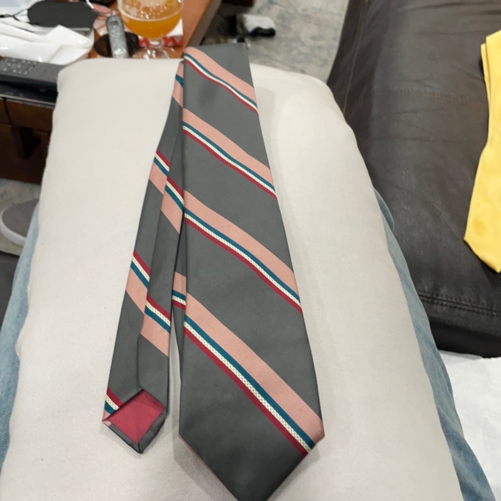 Grey and Pink Striped Tie